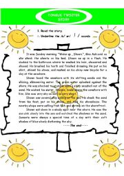 English Worksheet: Tongue twister story