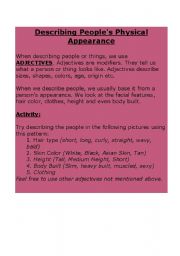 English worksheet: Describing A Persons Appearance