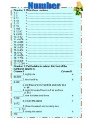 English Worksheet: Number