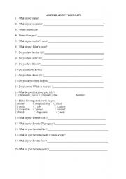 English Worksheet: Answer about your life