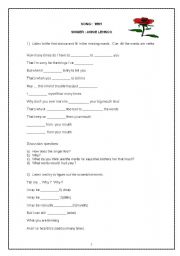 English Worksheet: Song Why by Annie Lennox