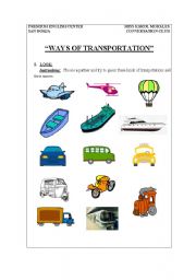 English worksheet: ways of transpotation