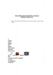 English worksheet: Harry Potter and the Chamber of Sicrets, part 1-6