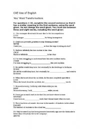 English Worksheet: New CAE- Use of English  Paper 3,  part 5