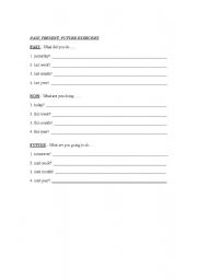 English worksheet: PAST, PRESENT, FUTURE