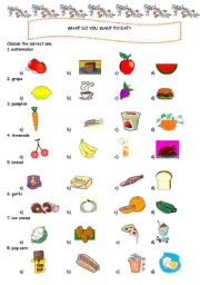 English Worksheet: what do you want to eat?