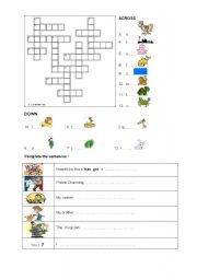 English Worksheet: animal crossword