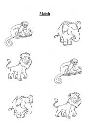 English Worksheet: match the animals