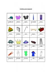 English worksheet: Picture Vocabulary - Clothes and Apparel