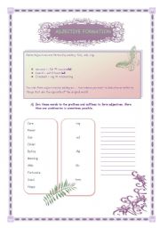 English Worksheet: ADJECTIVE FORMATION- (27.07.2008)