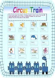 English Worksheet: circus animal train