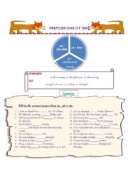 English Worksheet: Prepositions of time