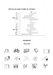 English Worksheet: numbers and elementary vocabulary