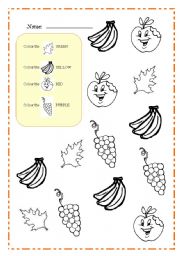 English Worksheet: FRUITS & COLOURS 