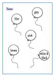 English Worksheet: BALLOON -COLOURS (PART 2)