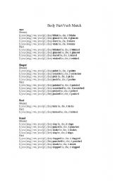 English Worksheet: Body part verb match