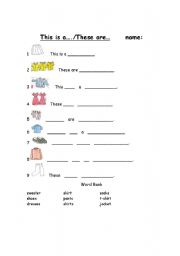 English Worksheet: clothing/this is/these are