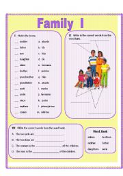 English Worksheet: Family I (color)