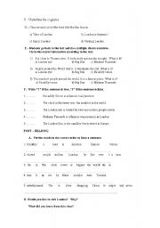 English Worksheet: reading comprehension about london