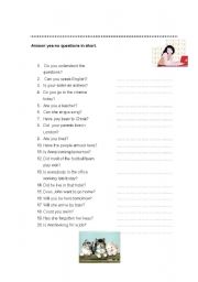 English worksheet: Short questions