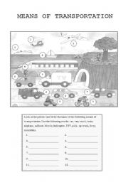 English Worksheet: Means of transportation