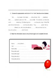 English Worksheet: is or are 