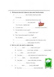 English Worksheet: there is, there isnt, there are, there arent 