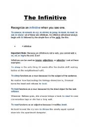 English Worksheet: infinitives