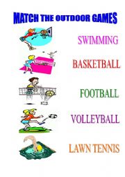 English worksheet: MATCH THE OUTDOOR GAMES