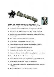 English worksheet: cats versus dogs