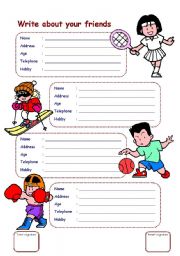 English Worksheet: write about your friends