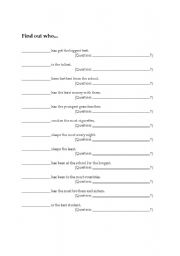 English worksheet: Find someone who (superlatives)