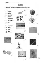 English Worksheet: SUMMER