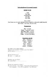 English worksheet: Introductions -present simple 