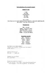 English Worksheet: Introductions -present simple 