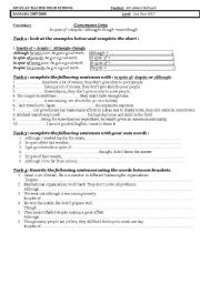 English Worksheet: despite/inspite of & although /though