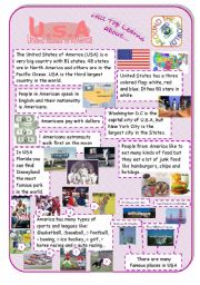 English Worksheet: USA - an introduction to the country