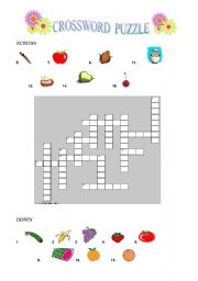 English Worksheet: COUNTABLE  FOODCROSSWORD