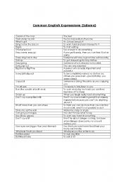 English Worksheet: Common Idioms