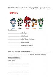 English Worksheet: The official Mascots - Beijing 2008