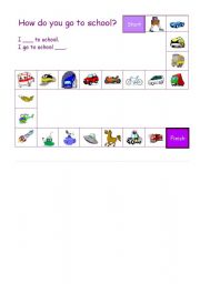 English Worksheet: Transportation board game