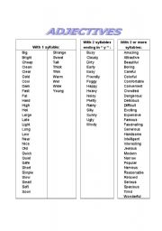 English worksheet: ADJECTIVES