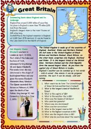 English Worksheet: GREAT BRITAIN. PART 1.  29.07.2008.