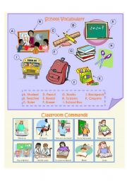 English Worksheet: School and Classroom Vocabulary