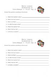 English worksheet: First day at class