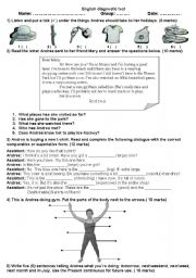 English Worksheet: Diagnostic test