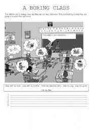 English Worksheet: A BORING CLASS