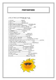 English Worksheet: PREPOSITIONS