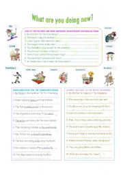 English Worksheet: What are you doing now?