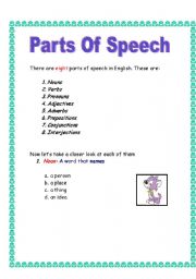 English Worksheet: Parts of Speech